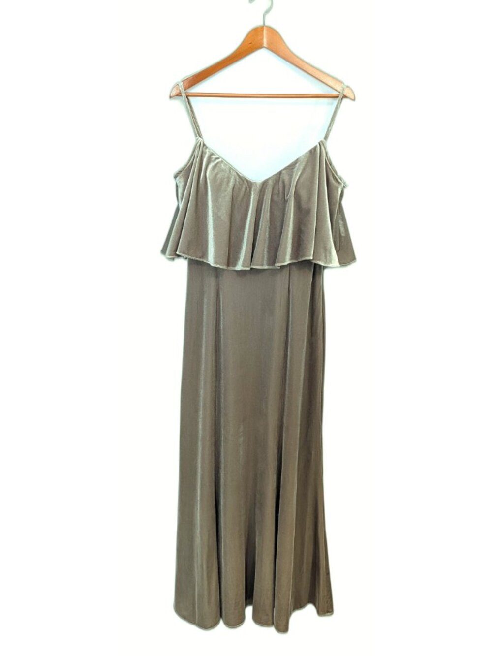 Revelry | Riley Convertible Velvet Dress Formal Sage Green | Size 12 - Picture 3 of 10
